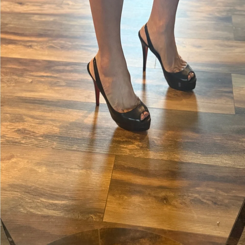 NIB Christian Louboutin Catenita 120mm Peep-Toe Slingback size 37 EU/6.5-7 - Picture 4 of 12